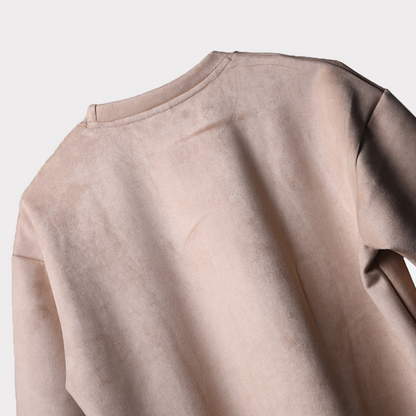 BISQUE EMBRIODERED SUEDE T-SHIRT