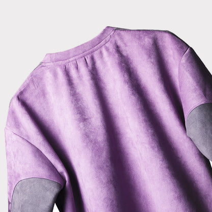 PURPLE AND CHARCOAL DUAL TONE SUEDE T-SHIRT