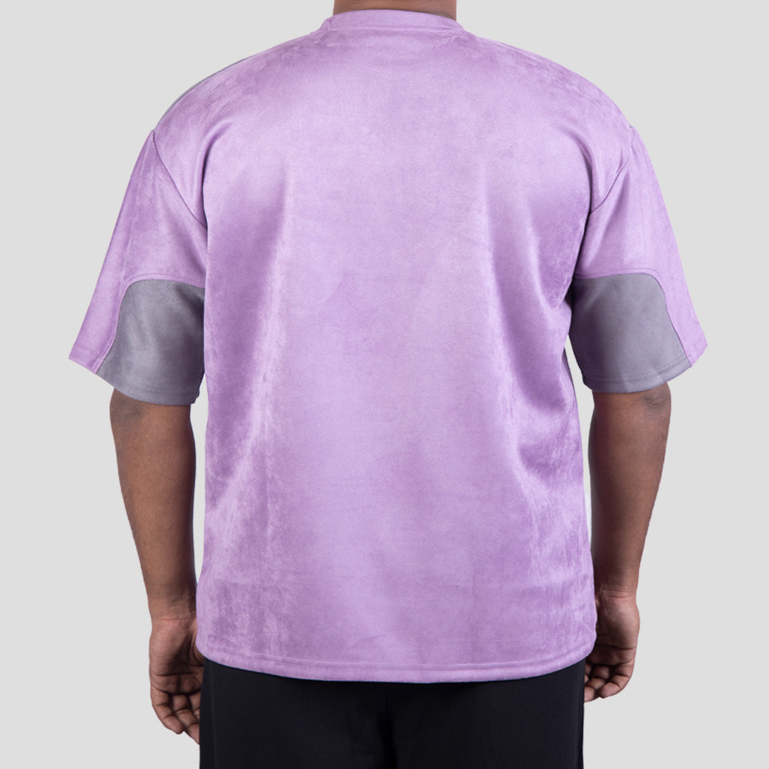 PURPLE AND CHARCOAL DUAL TONE SUEDE T-SHIR