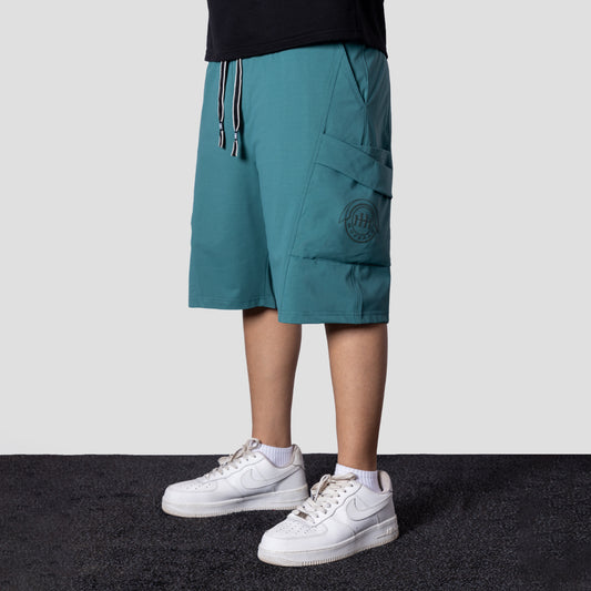 TURQUOISE CARPENTER POCKET OVERSIZED SHORTS