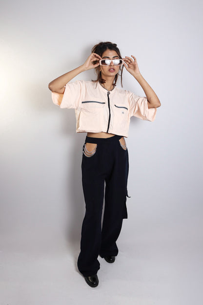 POWDER PINK LOOSE CROP TOP