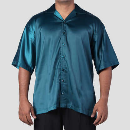 EMERALD GREEN SATIN SHIRT