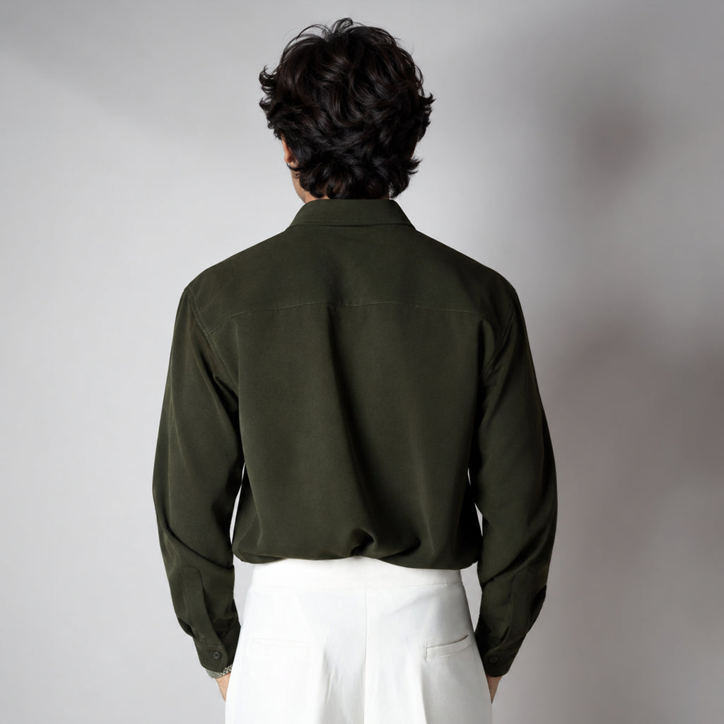 OLIVE GREEN KOREAN SHIRT