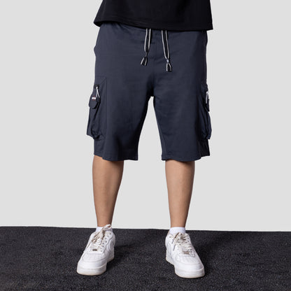 CHARCOAL POCKET ON POCKET OVERSIZED SHORTS