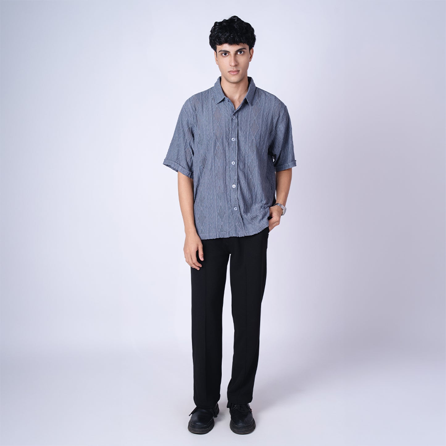 CHARCOAL RESORT MESH SHIRT