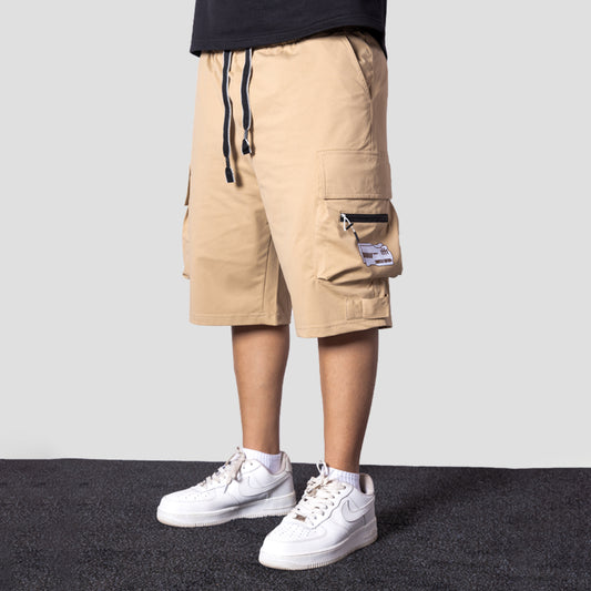 KHAKI MILITARY CARGO OVERSIZED SHORTS