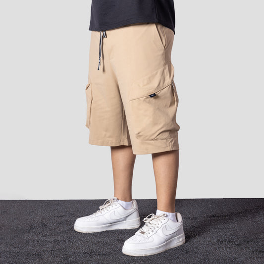 KHAKI UTILITY CARGO OVERSIZED SHORTS