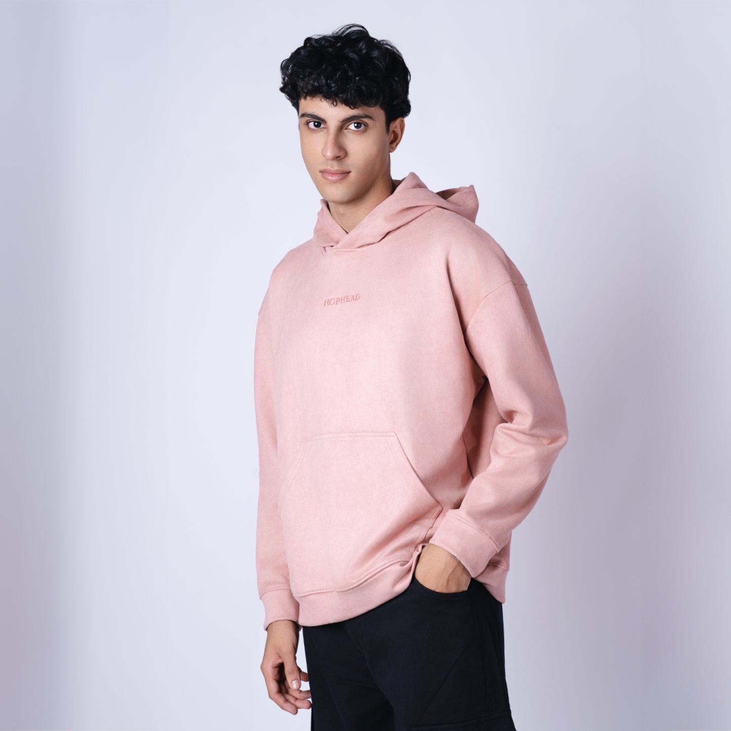 CORAL PINK OVERSIZED SUEDE HOODIE