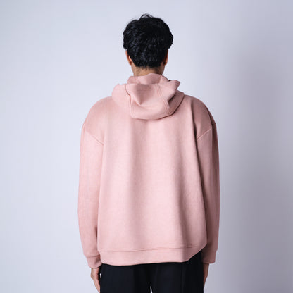 CORAL PINK OVERSIZED SUEDE HOODIE