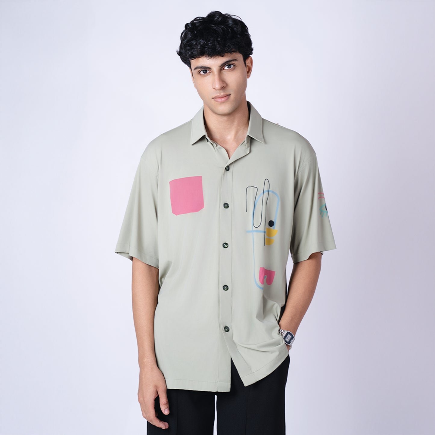 GREEN ABSTRACT SHIRT