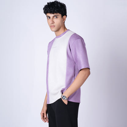 PURPLE AND ASH GREY DUAL TONE SUEDE T-SHIRT