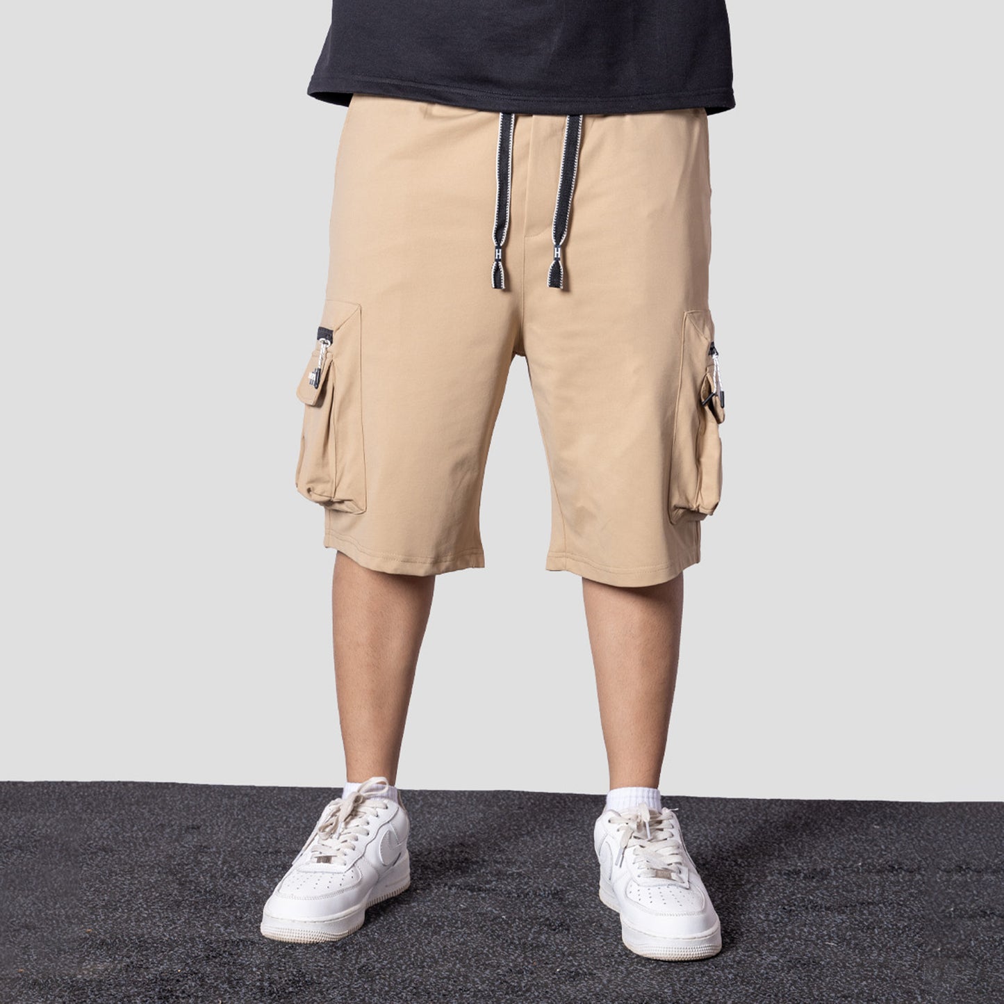 KHAKI POCKET ON POCKET OVERSIZED SHORTS