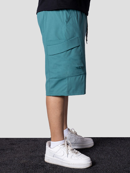 TURQUOISE CARPENTER POCKET OVERSIZED SHORTS