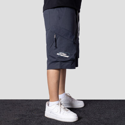 CHARCOAL UTILITY CARGO OVERSIZED SHORTS