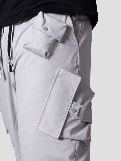 LIGHT GREY MULTI POCKET OVERSIZED SHORTS