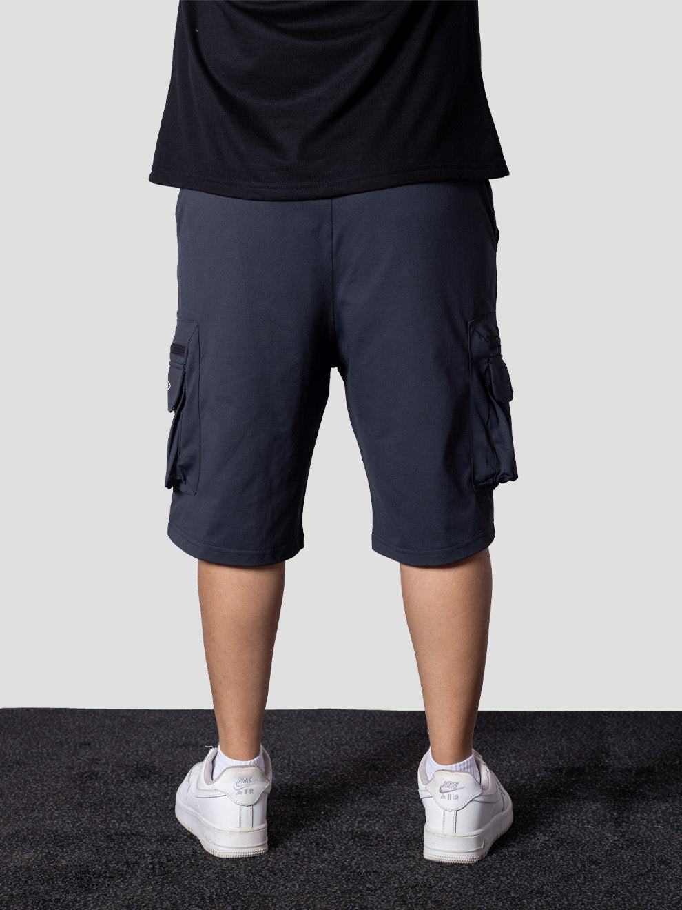CHARCOAL POCKET ON POCKET OVERSIZED SHORTS