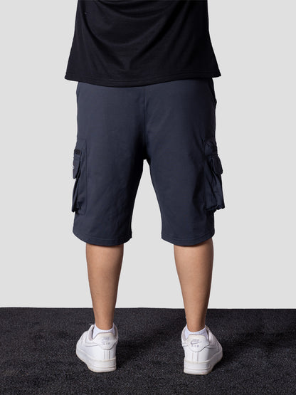 CHARCOAL POCKET ON POCKET OVERSIZED SHORTS