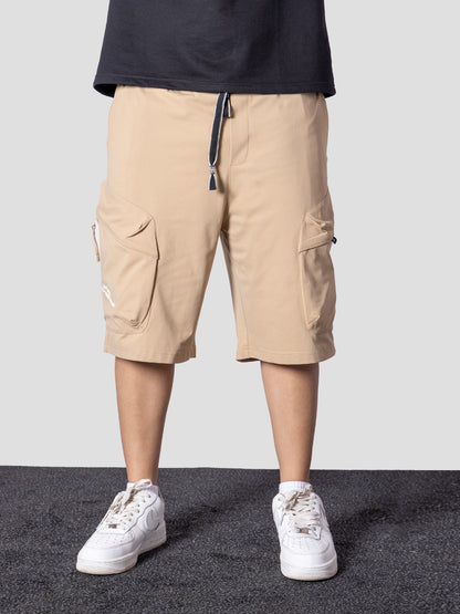 KHAKI UTILITY CARGO OVERSIZED SHORTS