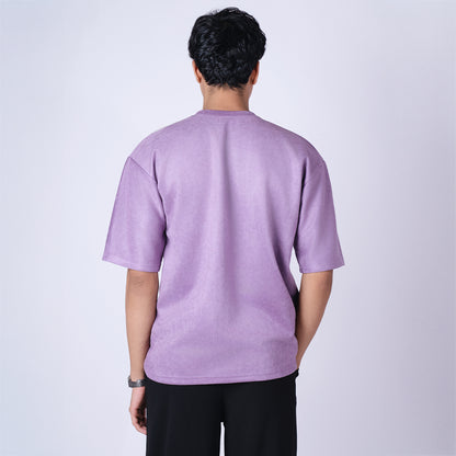 PURPLE AND ASH GREY DUAL TONE SUEDE T-SHIRT