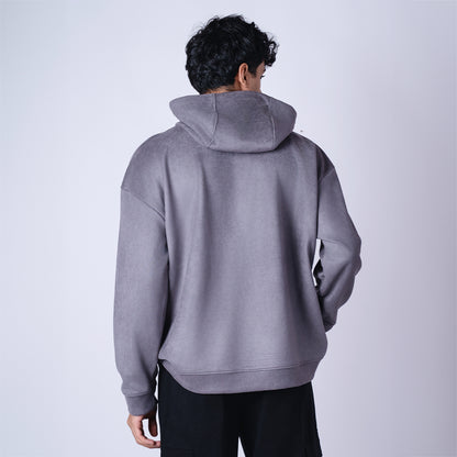 CHARCOAL OVERSIZED SUEDE HOODIE