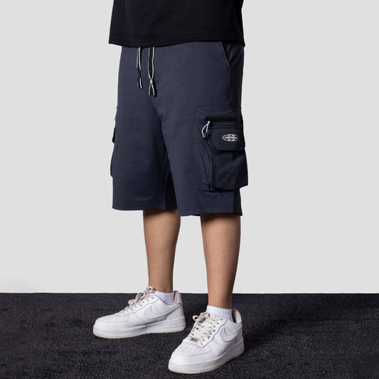 CHARCOAL POCKET ON POCKET OVERSIZED SHORTS