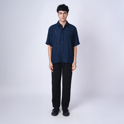 NAVY BLUE RESORT MESH SHIRT