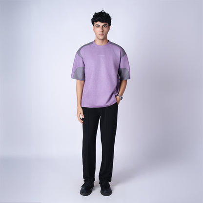 PURPLE AND CHARCOAL DUAL TONE SUEDE T-SHIRT