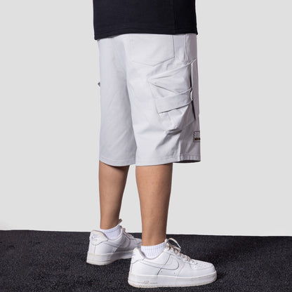 LIGHT GREY MULTI POCKET OVERSIZED SHORTS