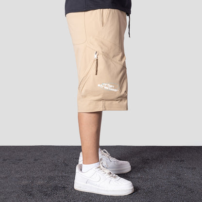 KHAKI UTILITY CARGO OVERSIZED SHORTS