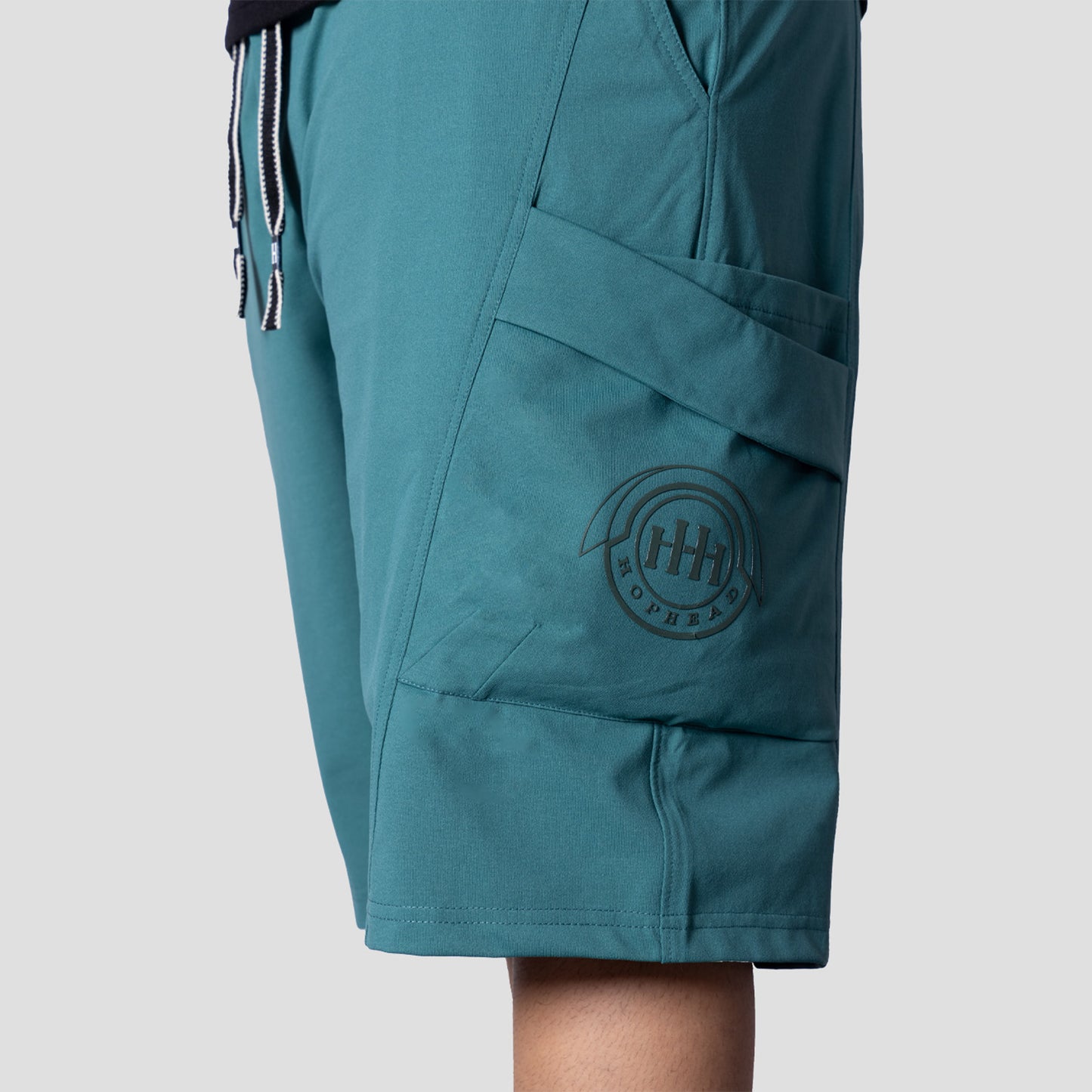 TURQUOISE CARPENTER POCKET OVERSIZED SHORTS