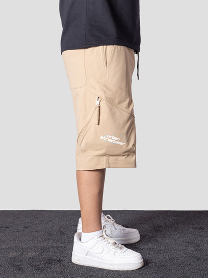 KHAKI UTILITY CARGO OVERSIZED SHORTS