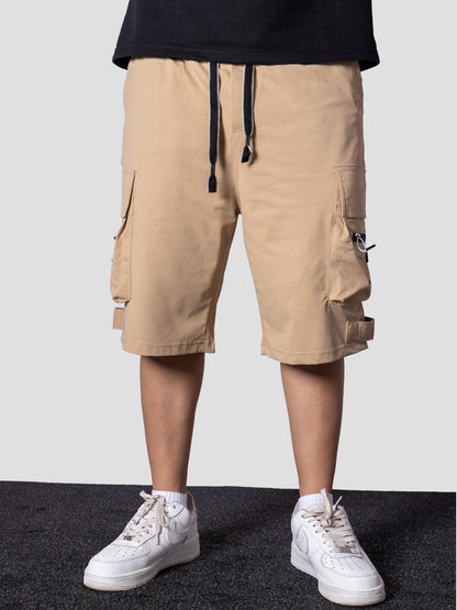 KHAKI MILITARY CARGO OVERSIZED SHORTS