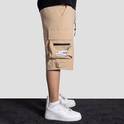 KHAKI MILITARY CARGO OVERSIZED SHORTS