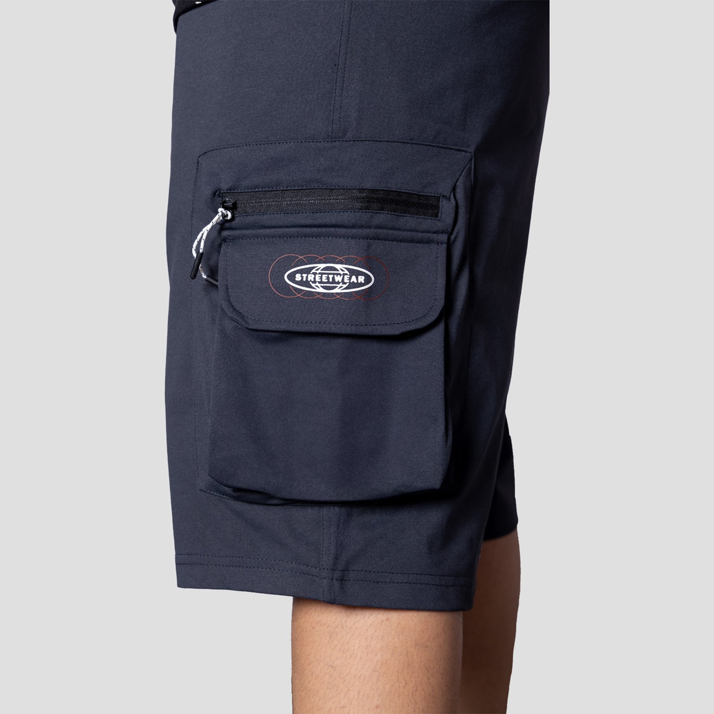 CHARCOAL POCKET ON POCKET OVERSIZED SHORTS