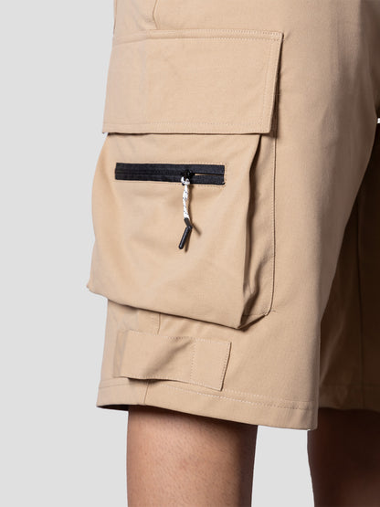 KHAKI MILITARY CARGO OVERSIZED SHORTS