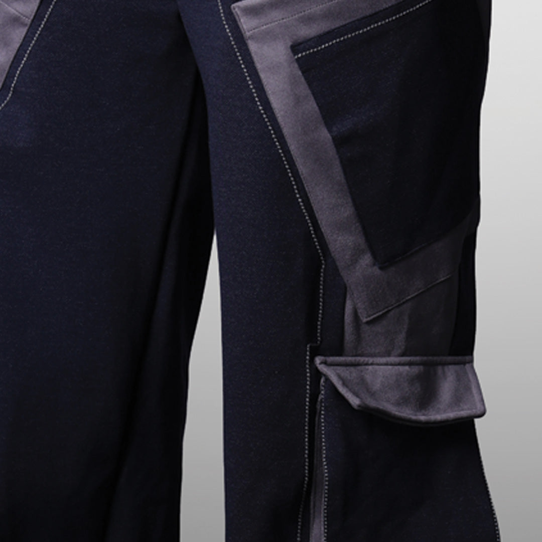 BLUE AND CHARCOAL POCKET CARGO