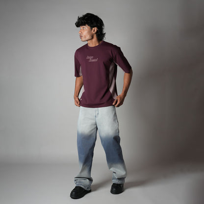 MAROON SPLITPANEL T-SHIRT
