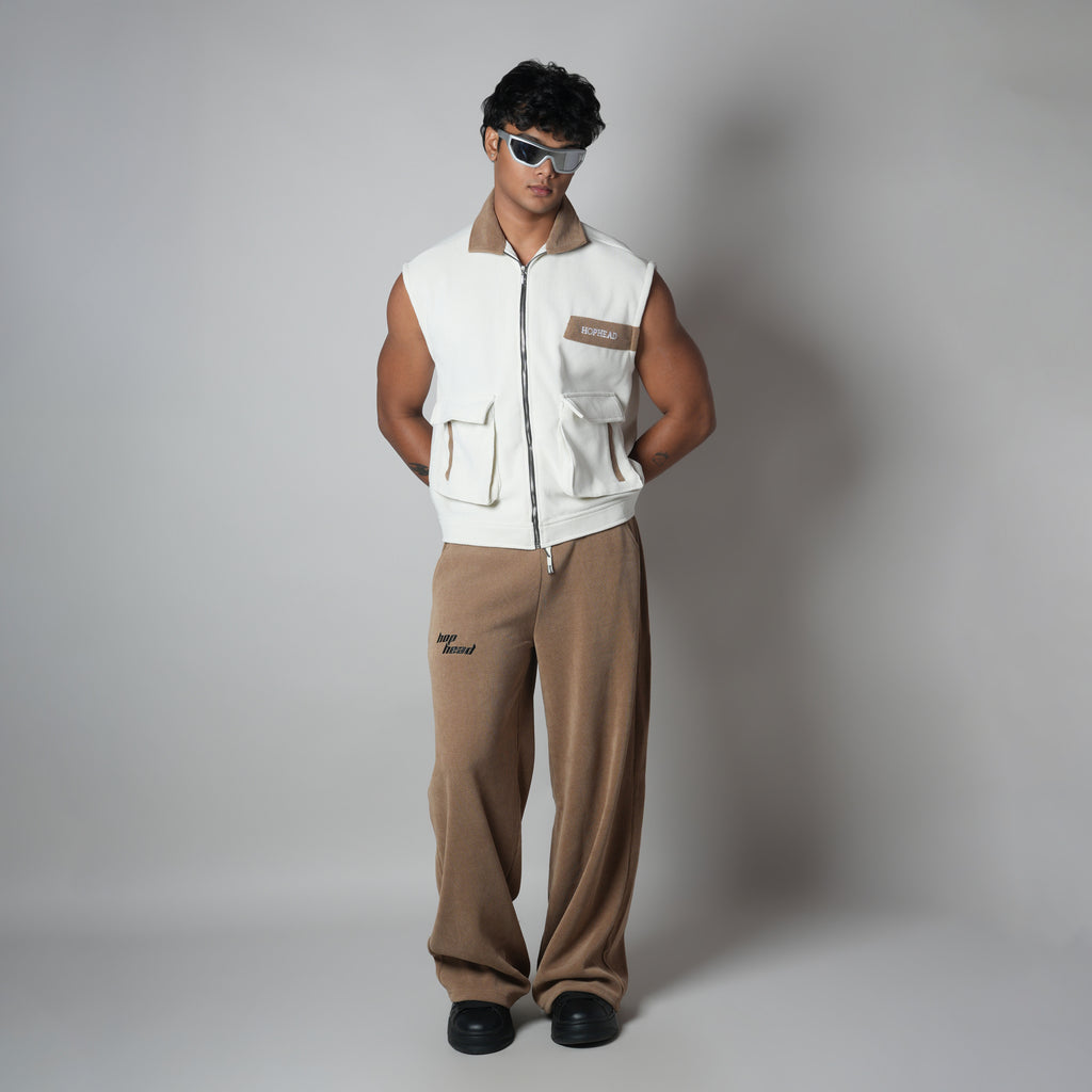 WHITE DUAL KNITDRIP UTILITY JACKET