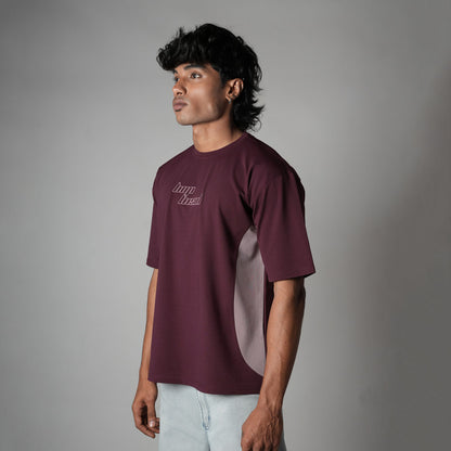 MAROON SPLITPANEL T-SHIRT