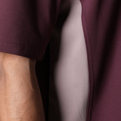 MAROON SPLITPANEL T-SHIRT