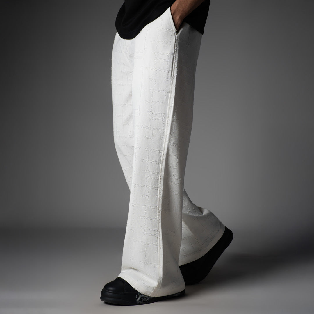 WHITE ROOFING BOOT CUT DENIM