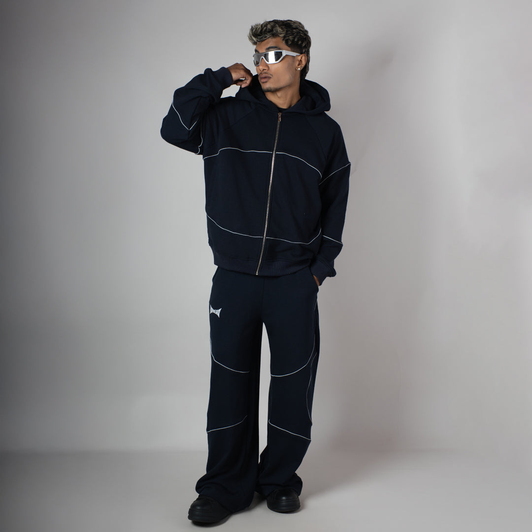 NAVY MIDNIGHT GLOW HEAVY ZIPPER HOODIE