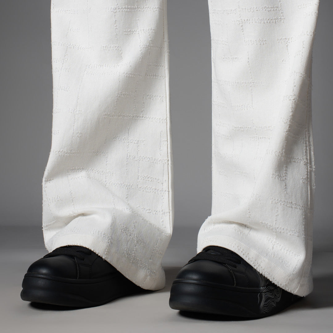 WHITE ROOFING BOOT CUT DENIM