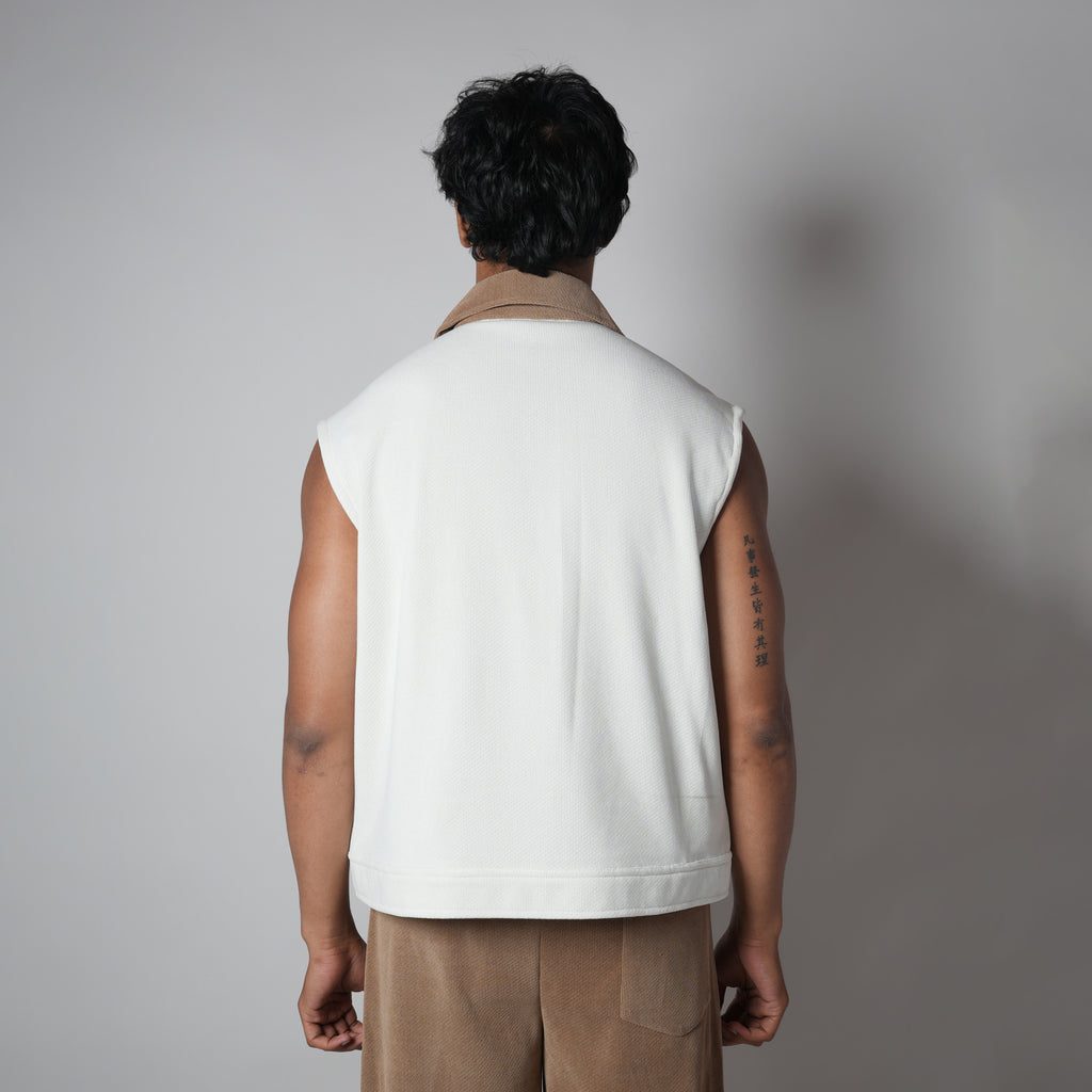 WHITE DUAL KNITDRIP UTILITY JACKET