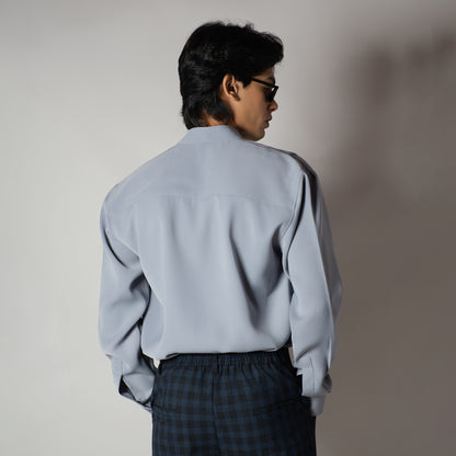 GREY CHINESE COLLAR SHIRT