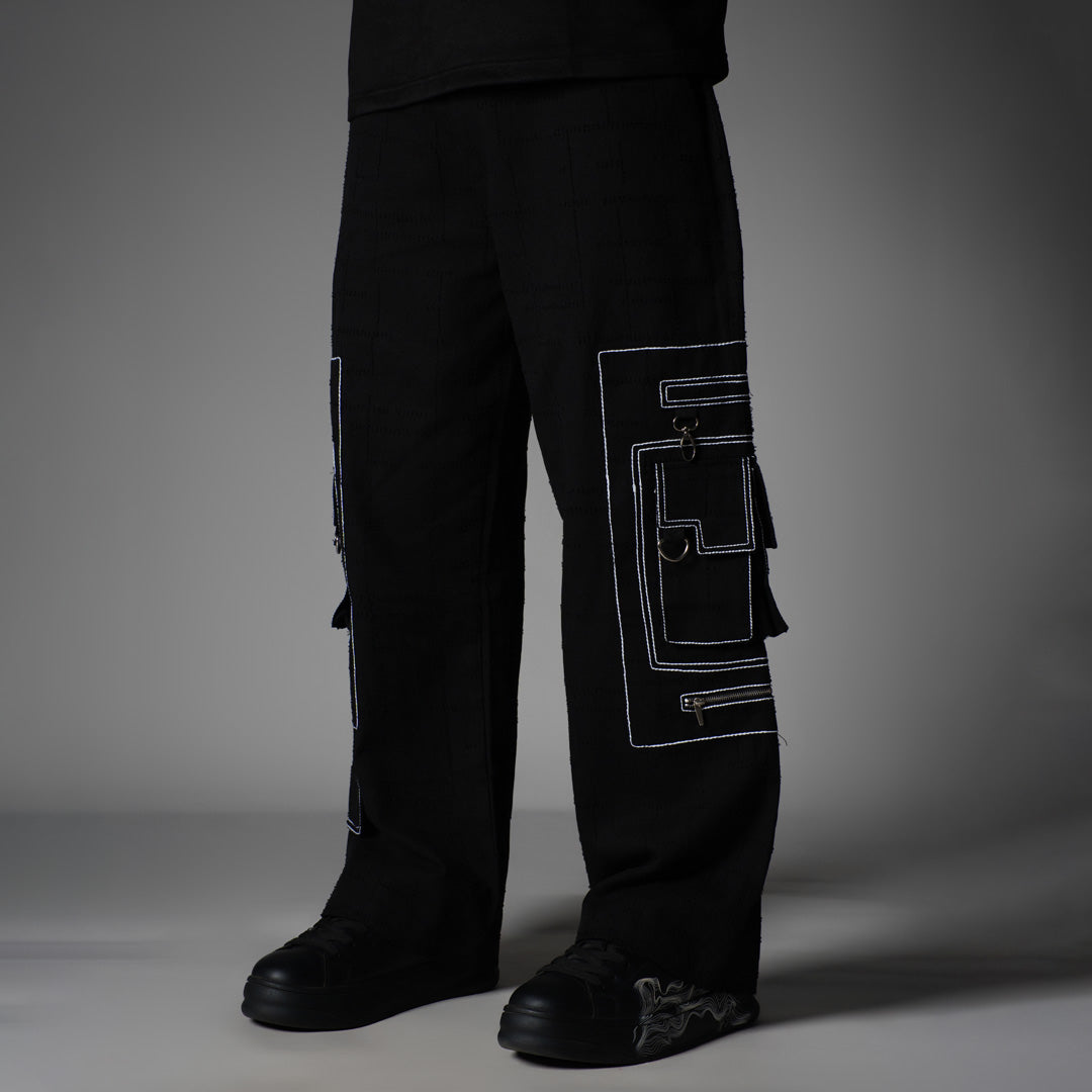 BLACK POCKET DENIM CARGO- RDX