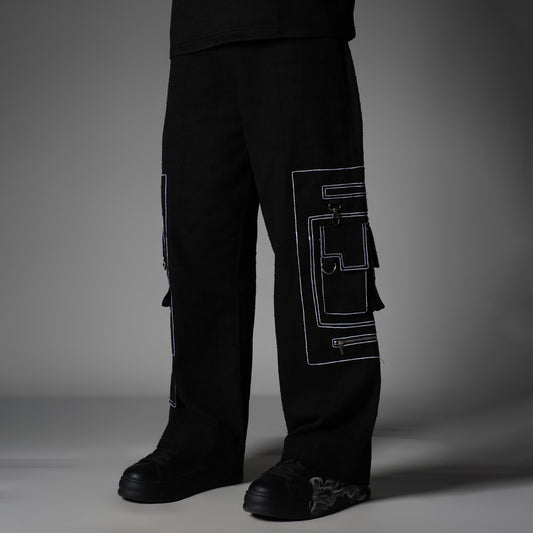 BLACK POCKET DENIM CARGO- RDX