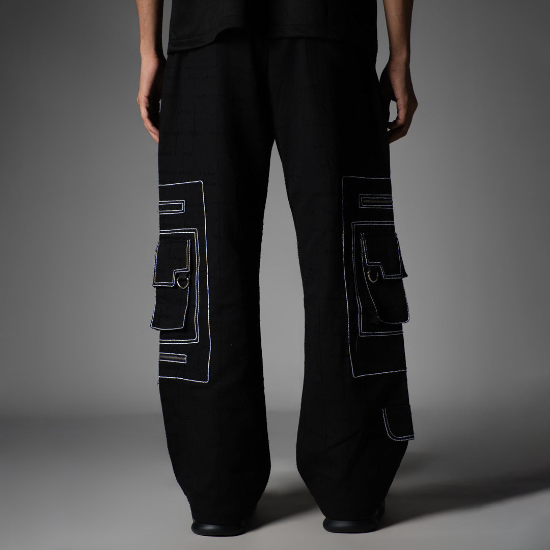 BLACK POCKET DENIM CARGO- RDX