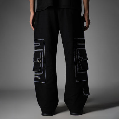 BLACK POCKET DENIM CARGO- RDX