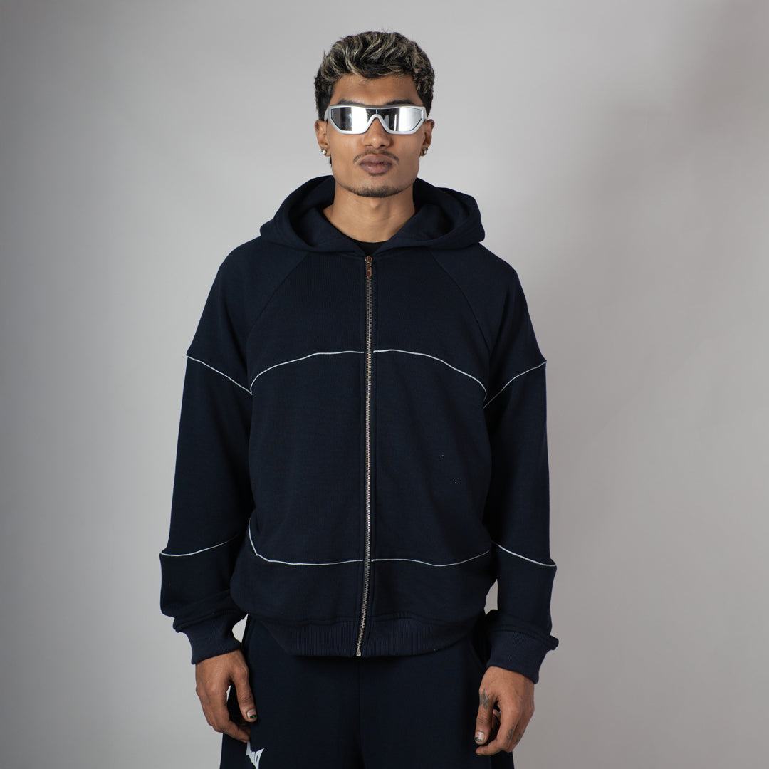NAVY MIDNIGHT GLOW HEAVY ZIPPER HOODIE